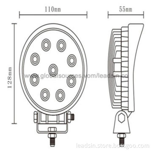 Off-road Work Light with PMMA Lens, Aluminum Alloy, 27W, Waterproof IP67